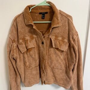Forever 21 reverse fleece Shacket tan
